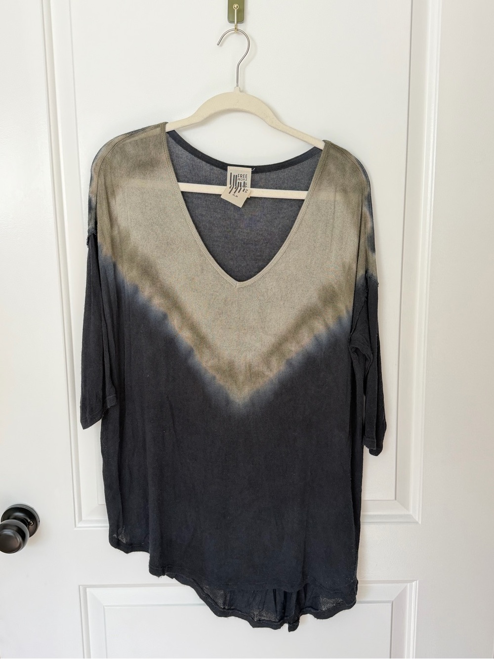 Free People Tie Dye Oversized V Neck Tunic Top M